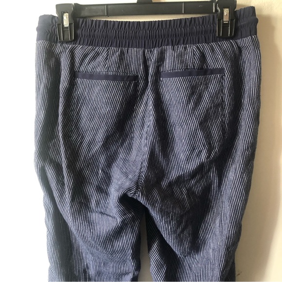 ❤️Athleta Bali Linen Pants Striped Drawstring Blue Pockets Size 2 - Picture 4 of 6